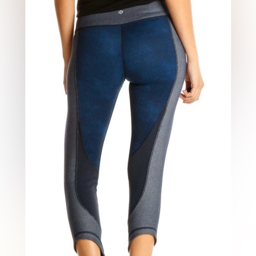 Lululemon Wunder Under Crop Sashiko Sashico Cross Inkwell Rugged Blue Diamond 4